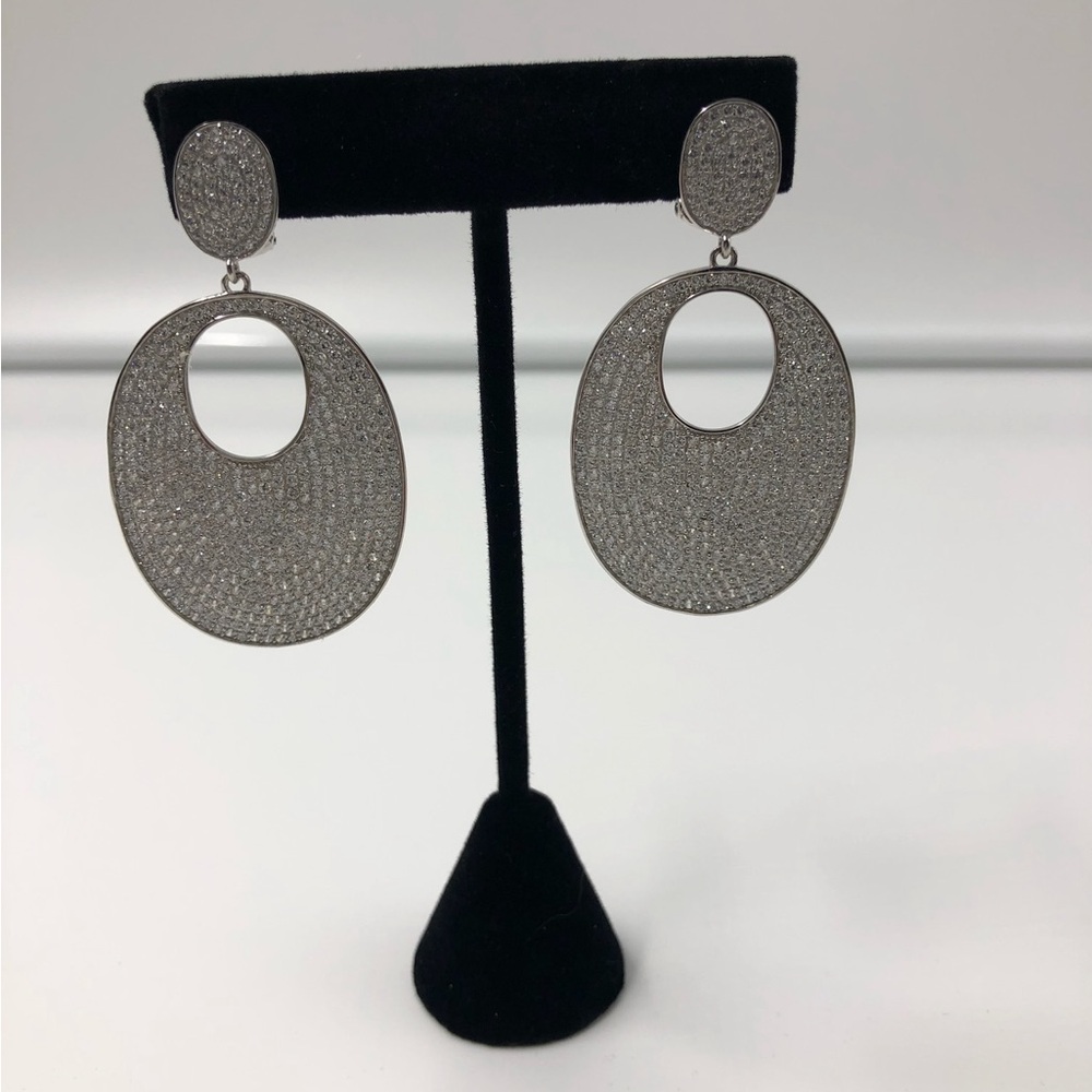 Elegant 925 Sterling Silver Oval Drop Earrings